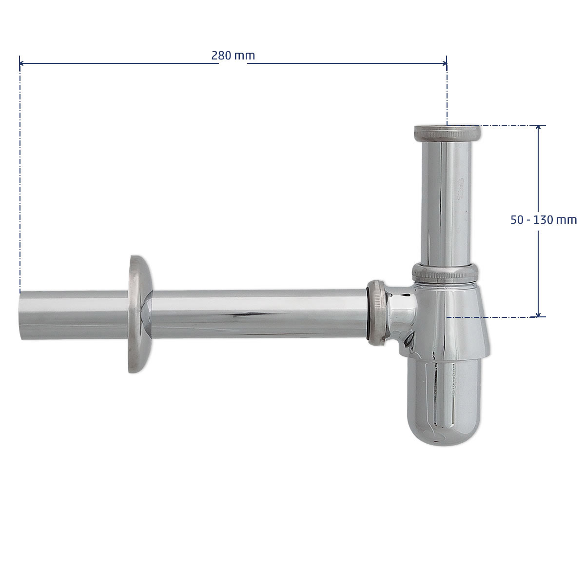 Flaschensifon DN 32 (1 1/4'') x O 32 mm - Messing verchromt ...